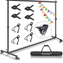 7ft Backdrop Stand, with Wheels, Adjustable Heavy-Duty Backdrop Stand, Banner Background Stand, Backdrop Support System for Parties Photo Photography
