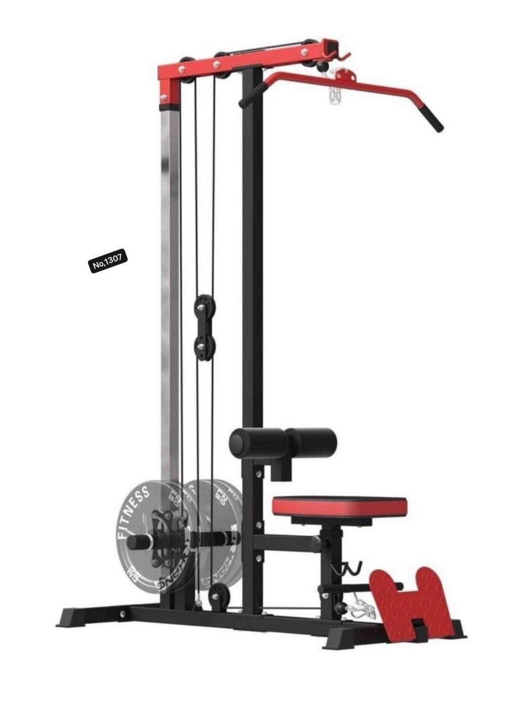 LAT Tower, LAT Pull Down and LAT Row Cable Machine with Flip-Up Footplate, High and Low Pulley Station with AB Crunch Harness, Home Gym Back Exercise 
