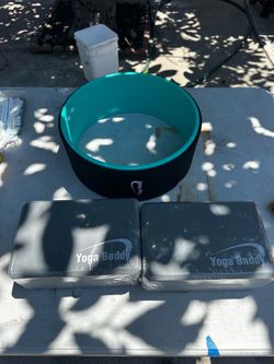 Yoga blocks and wheel
