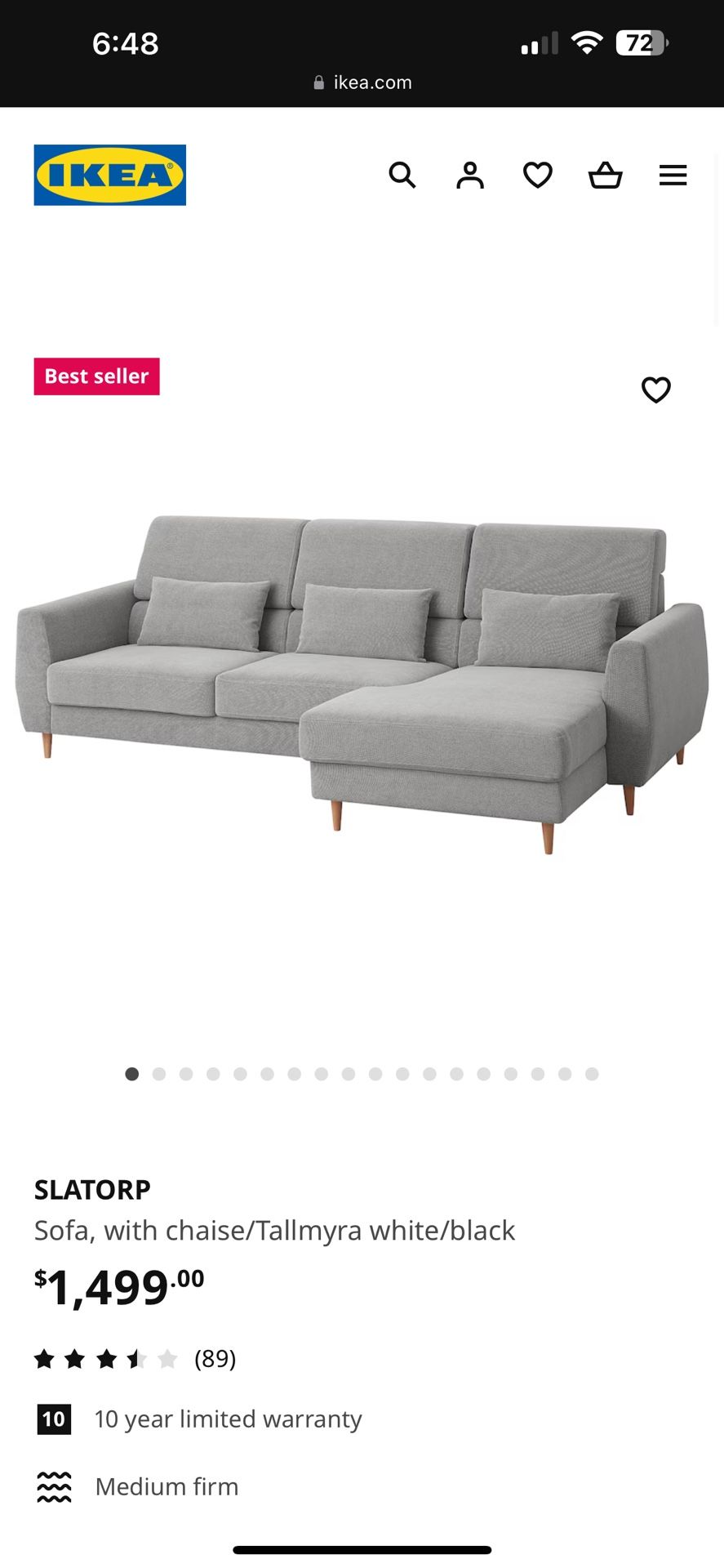 IKEA Slatorp Sofa Sectional With Chaise 
