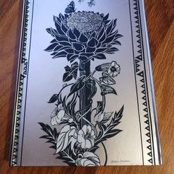 New 6" x 8.5" Silver Floral Hardcover Lined Journal