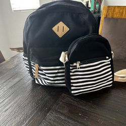 Black and White Backpack/Lunch Bag