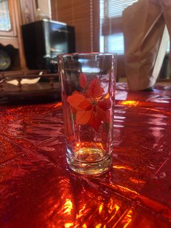 Set of 12 Crisal Portugal Poinsettia Glasses