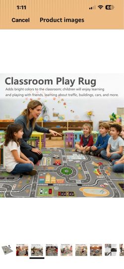 5.3x7 Kids Rug Play Mat Great for Playing with Cars and Toys,Educational Kid Road and Traffic City Life Carpet,Children Baby Fun Throw Rug for Bedroom
