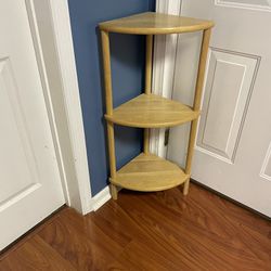 Three tier solid wood corner shelf