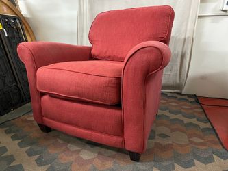 POTTERY BARN Cranberry Red Roll Arm Chair