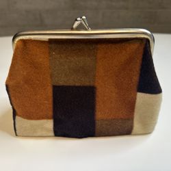 VTG Patchwork Velvet Chenille Clutch Coin Purse | Retro Boho Brass Clasp Bag