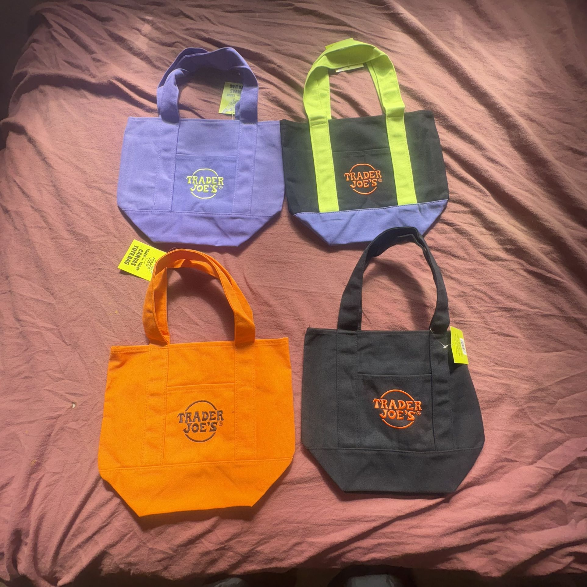 Trader Joe’s Halloween Mini Canvas Tote Bags All Colors