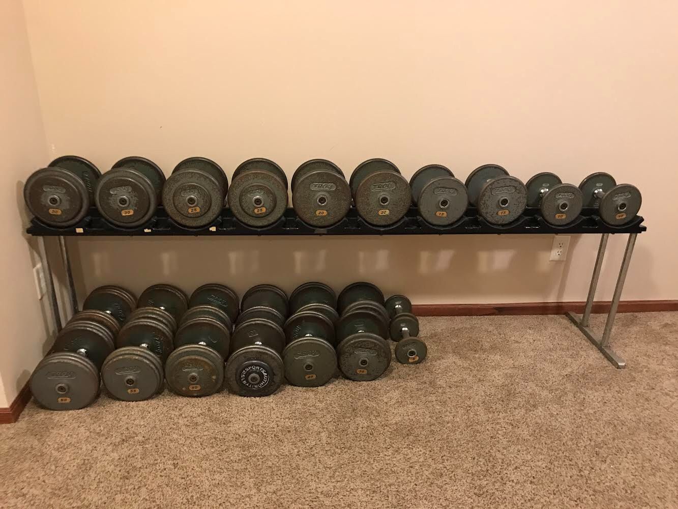 TROY Pro-style Dumb bells with rack