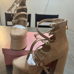Brand New Perisis Nude Platform Mary Jane Heels – Size 6