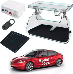 for Tesla Model 3 Under Screen Storage,Only Fit 2024 Model 3 Highland Under Screen Storage,with Center Console Wireless Charger Silicone Mat,2024 Mode