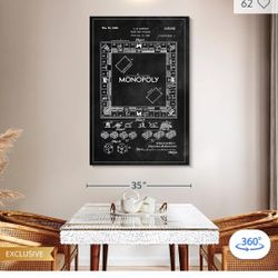 Monopoly Black And White Canvas Wall Art