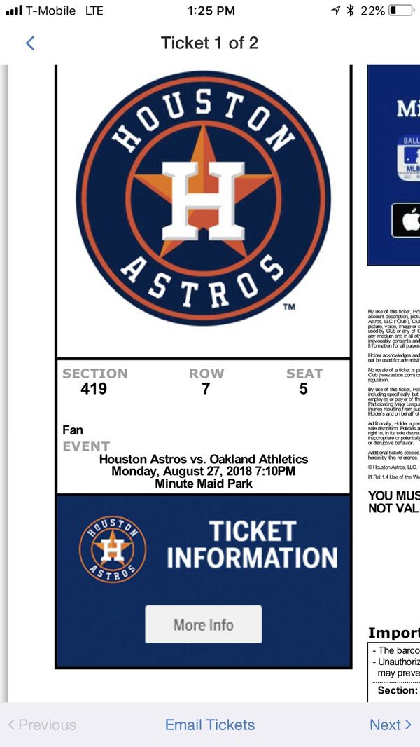 Houston Astros World Series ring giveaway tickets. for Sale in Houston, TX - OfferUp