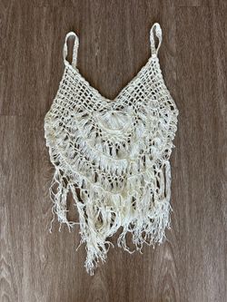 Women's Cream crochet halter top
