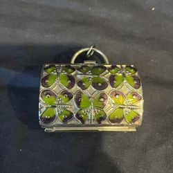 Judith Lieber Butterfly Charm Key Chain /Pill box