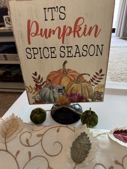 Fall Table Runner and Wood Sign 