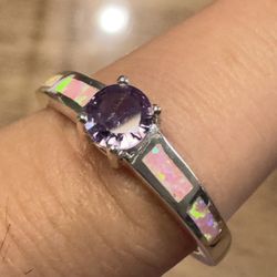 Beautiful 925 Amethyst And Opal Silver Rings 