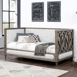 Brand New Tan Upholstered/Wooden Twin Daybed