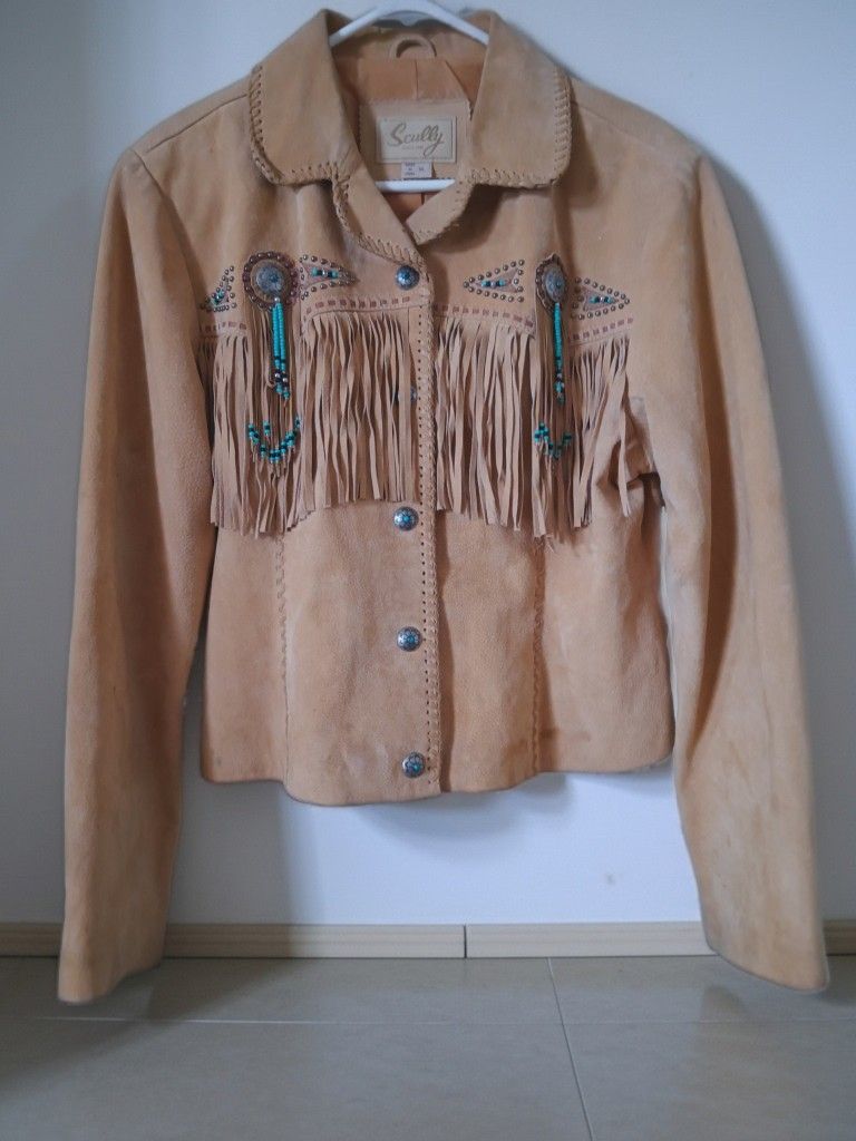 Scully Fawn Suede Fringe Jacket XL