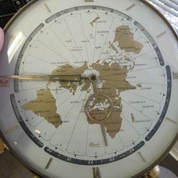 KUNDO PRODUCTS OF GERMANY MID CENTURY BRASS WORLD TIME CLOCK 1960