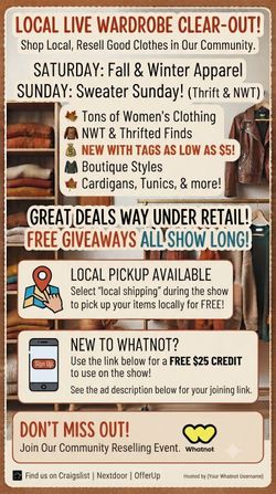 Local Resale Online live sale! Women's clothing!!