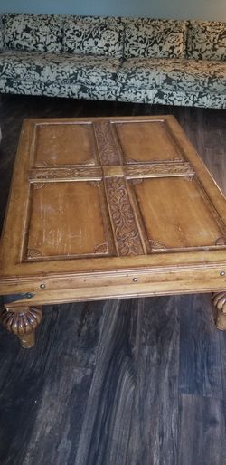 Vintage wooden vintage coffee table beautiful detail solid wood