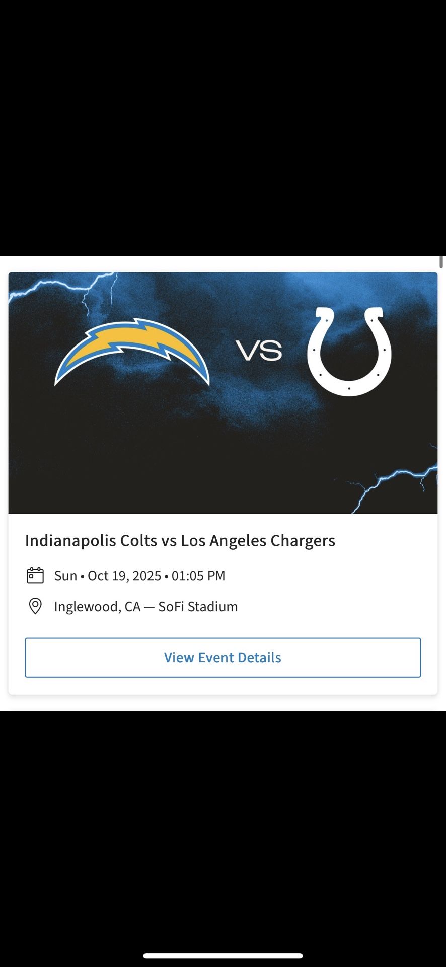LOS ANGELES CHARGERS VS INDIANAPOLIS COLTS