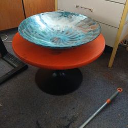 Large Murano Italy Italian Glass Bown Artglass Teal Blue Swirl Patter With Original Label Hand Blown Hand Made