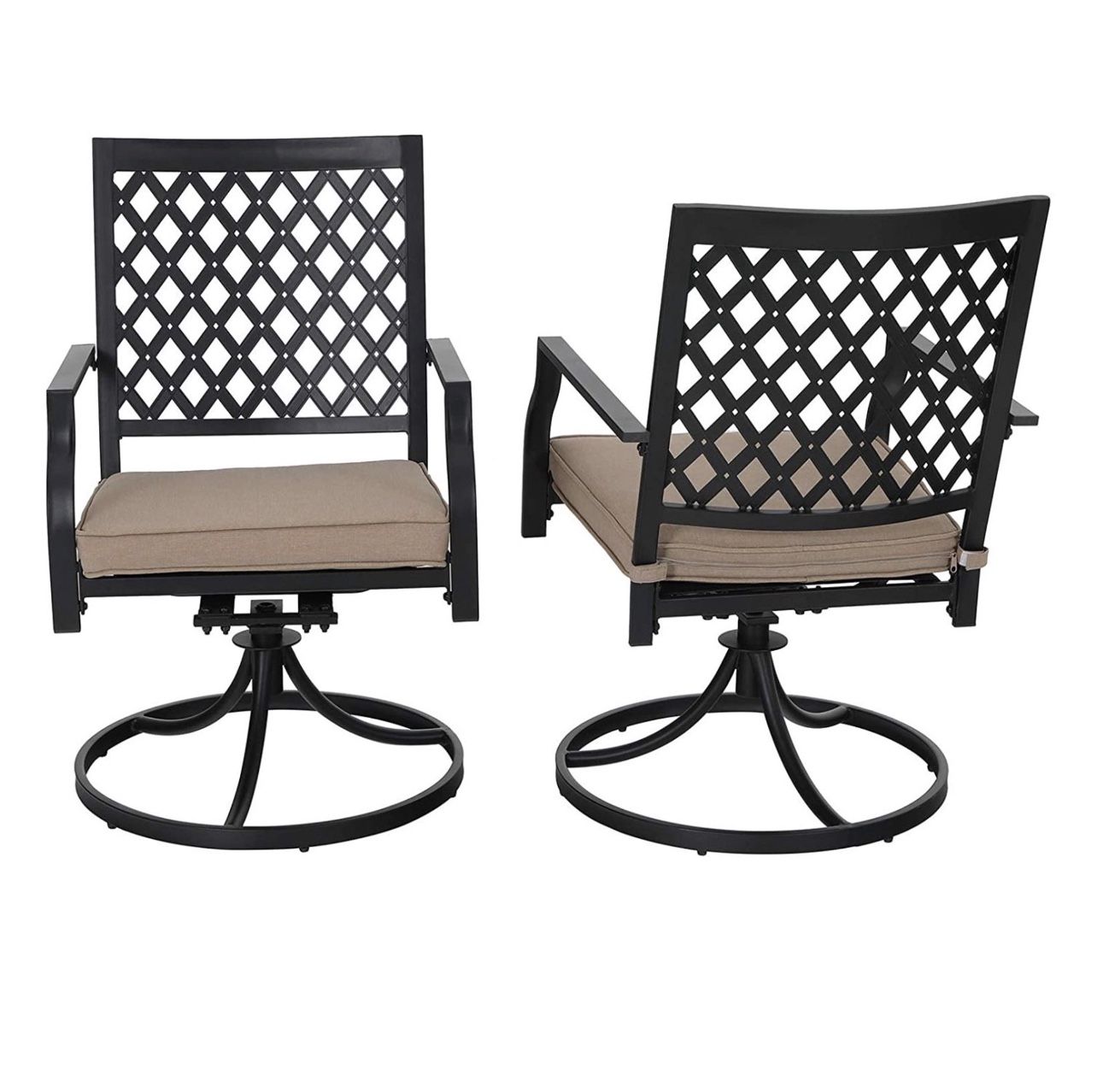 PHI VILLA Patio Swivel Chairs Set of 2 Outdoor Dining Rocker Chair Support 300 Ibs