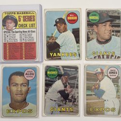 1969 Topps Baseball Cards Set Of 6 Mickey Mantle ✔️List $35