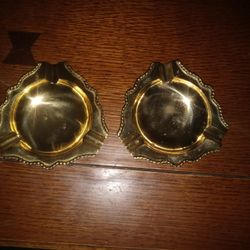 2 Vintage Brass Ashtrays