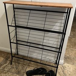 Narrow Shoe Rack for Front Door Entrance, 4-Tier Shoes Rack Storage Organizer with 3 Slanted Shelves and Top Shelf for Entryway, Skinny / Space Saving