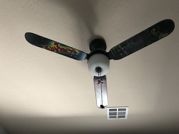 Skateboard Ceiling Fan With Light Graffiti Themed For In Ceiling Fan With Light Graffiti Themed
