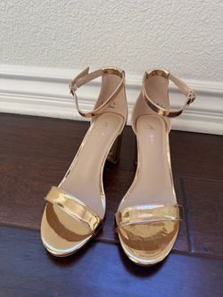 gold block heels