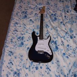 Used Black And Blue Stratocaster Body Guitar