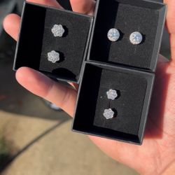 925 Sterling Silver Diamond Moissanite Earrings 