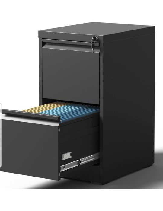 Drawer File Cabinet with Lock, Metal Vertical Filing Cabinets for Home Office

