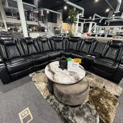 Power Recliner Sectional With LED Light 