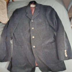 Pronto Uomo Mens Size Medium Corduroy Custom Silver Buttons Black Jacket