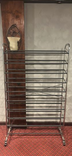 10-Tier Rolling Chrome Shoe Rack Organizer