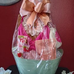 Pink Valentine's Day gift basket 