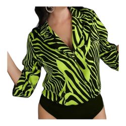 Lime Zebra Print Bodysuit - Wild and Chic!