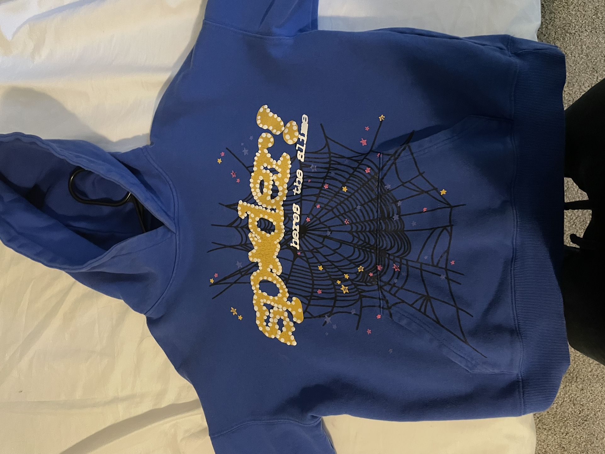 sp5der Hoodie Blue And Yellow 