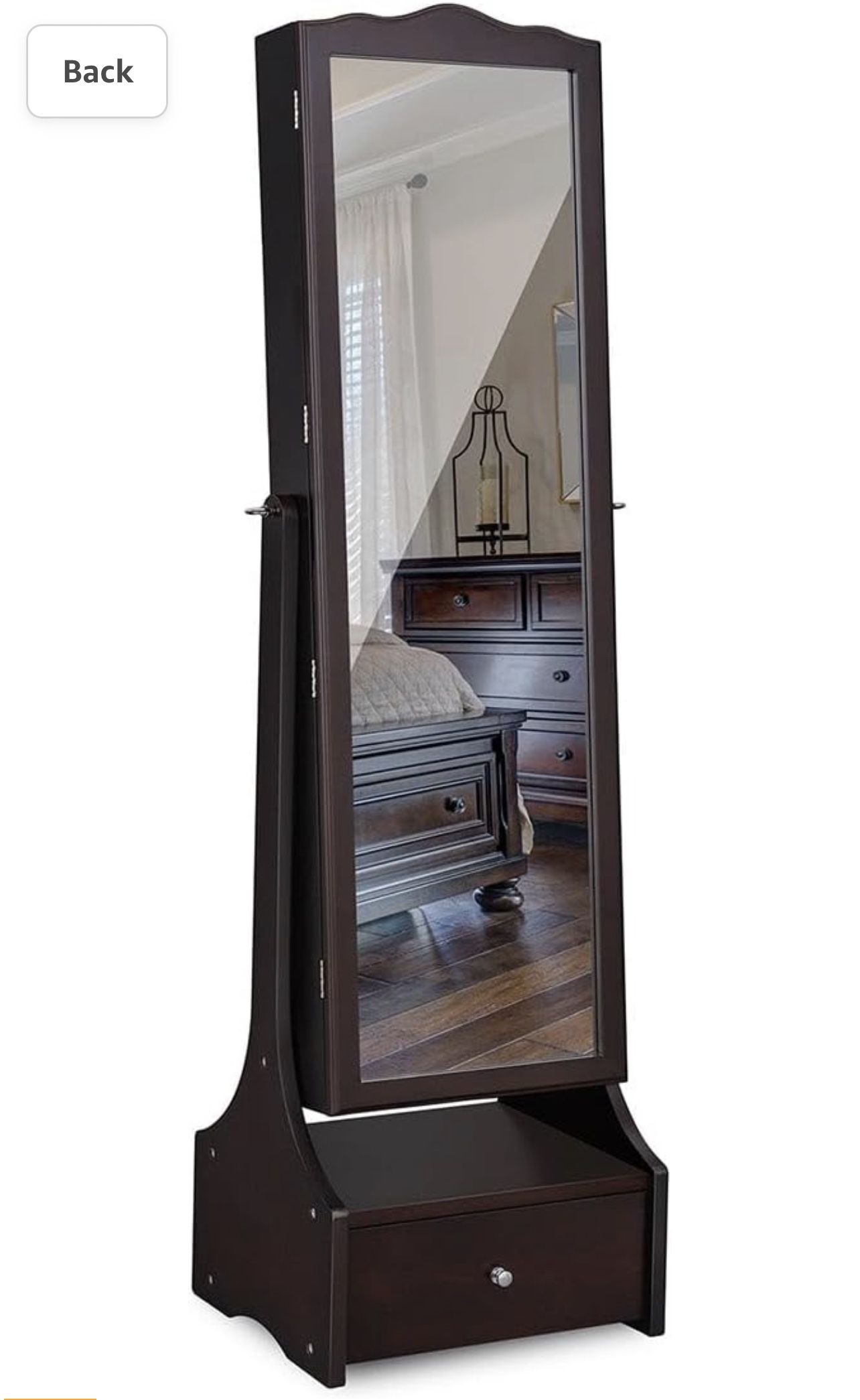 LED Jewelry Cabinet Lockable Jewelry Armoire with Full Length Mirror