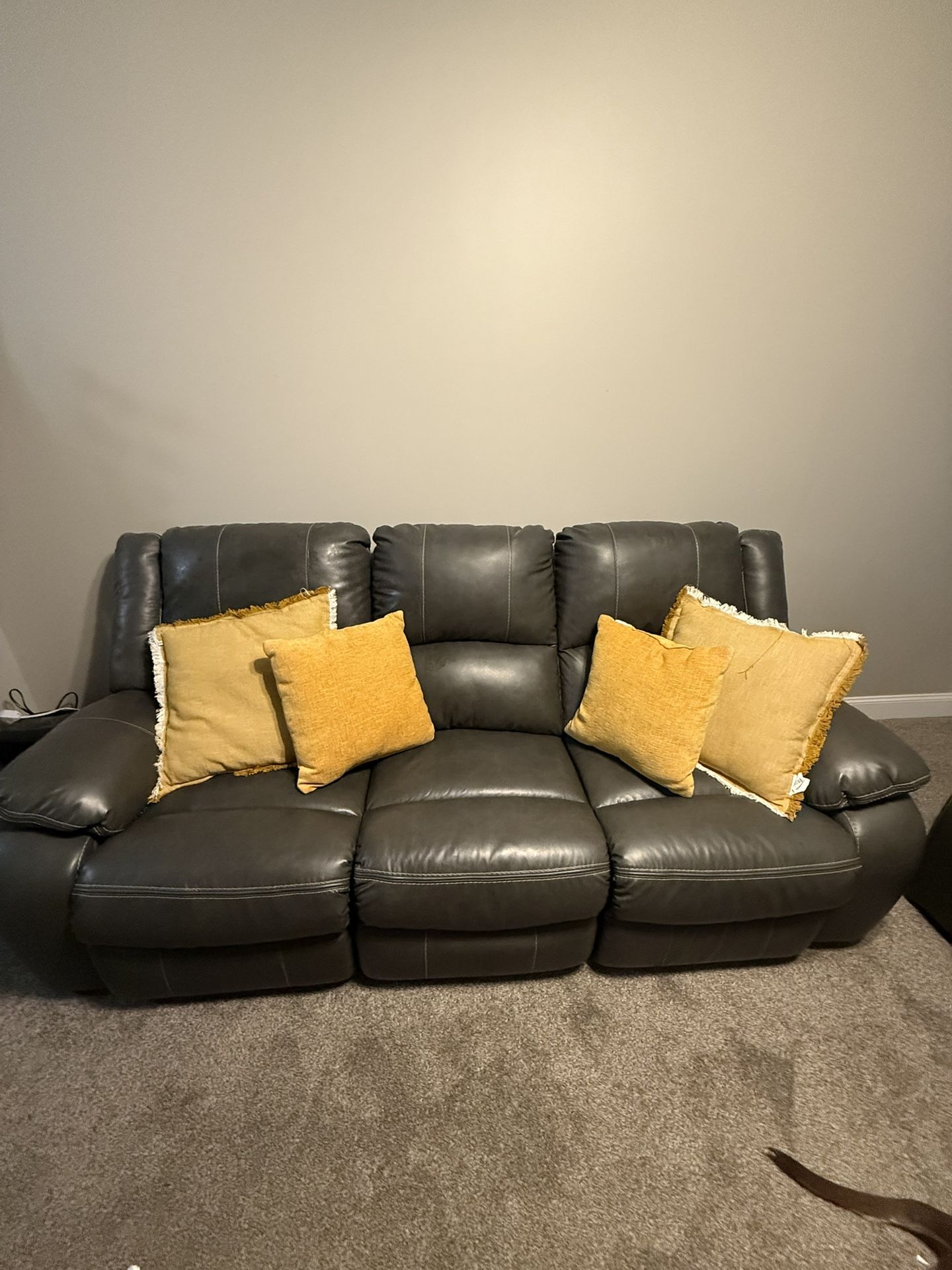 Leather Reclining Sofa and Love Seat