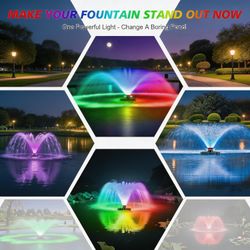 Pond Fountain Aerator Lights RGBW 20000LM LED Fountain Light with 100FT Power Cord AC 120V, 100ft Cable with Controller IP68 Waterproof,Wireless Sync 