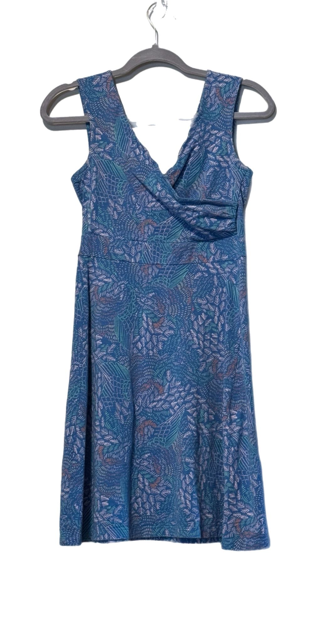 Patagonia (FB) Worn Wear W’s Porch Song Dress Sz XS Blue Sleeveless Wrap EUC