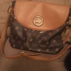 NEW BEVERLY HILLS POLO CLUB SHOULDER BAG PURSE BROWN MEDIUM