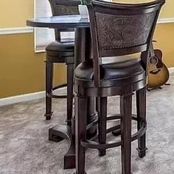 English Tudor Pub Table with 2 Matching Barstools