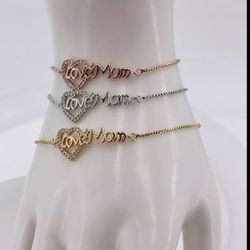 Pulseras Amor De Mama Ajustable Baño De Oro 18k/bracelets Mon Love Gold Plated
